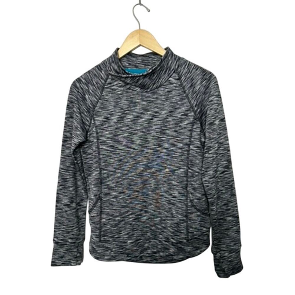 Athleta Girl Black & White Long Sleeve Mockneck Sweatshirt Pockets Size XL 14